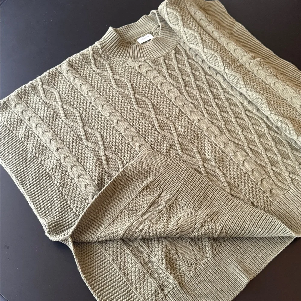 J. Crew Sage Green Ribbed Knit Sweater Poncho One Size
